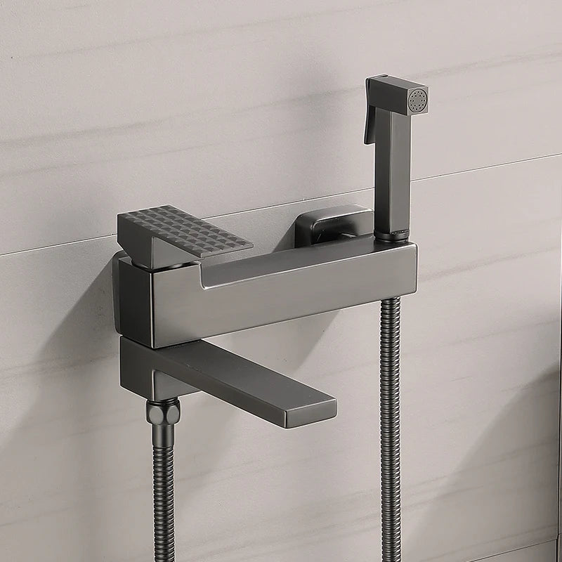 Wall Mount Bathtub Shower Mixer Faucet Set with Handheld Sprayer