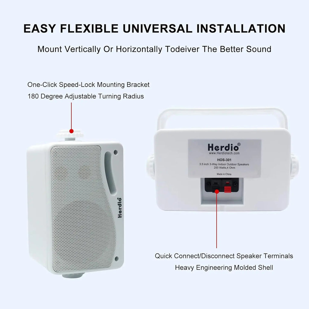 3.5 Inch Passive Outdoor Wired Waterproof Speakers Wall Mount 200W