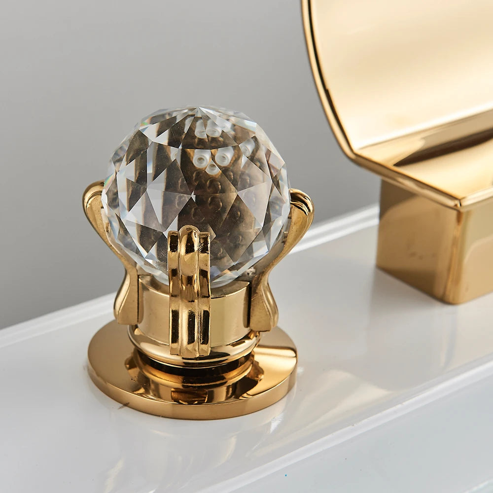 Waterfall Basin Faucet and Dual Crystal Handle Bathroom Mixer Tap
