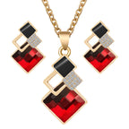 Women's Fashion Elegant Crystal Bridal Necklace and Earrings Set