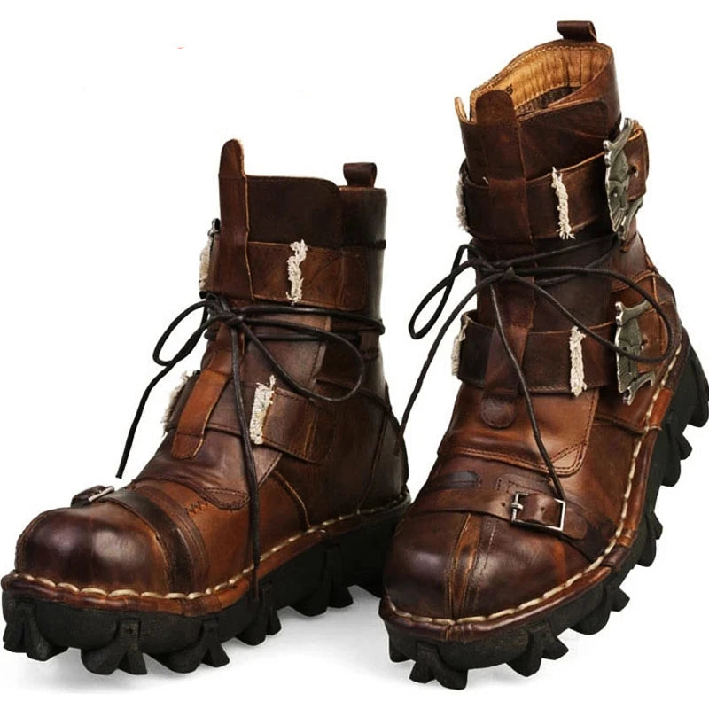 Men's Fashion Genuine Leather Handmade Punk Boots 1809