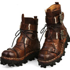 Men's Fashion Genuine Leather Handmade Punk Boots 1809