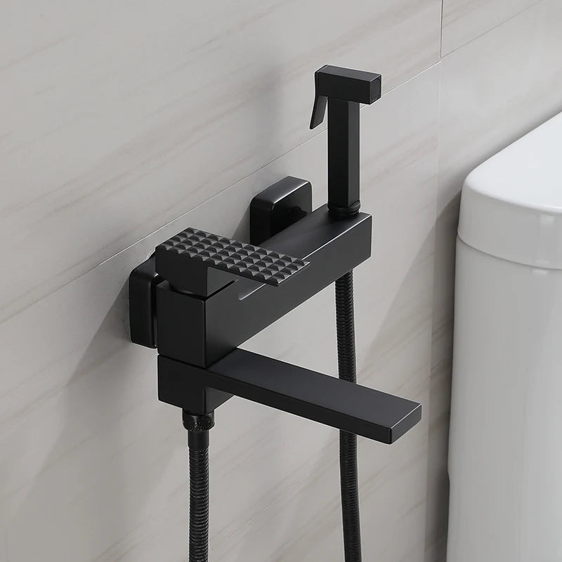Wall Mount Bathtub Shower Mixer Faucet Set with Handheld Sprayer