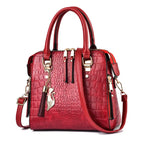 Women's Crocodile Pattern Tassel Shoulder Crossbody Bag