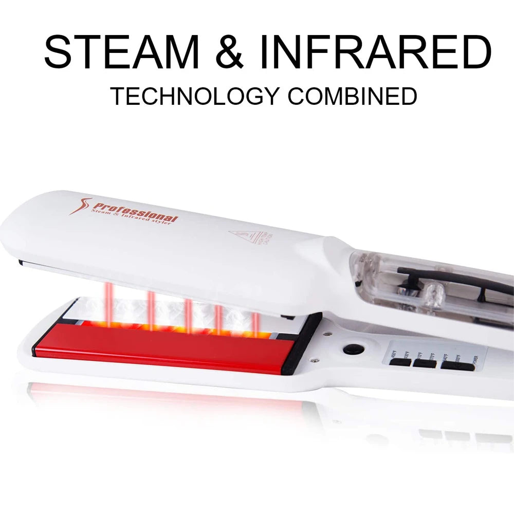 RUCHA Infrared Steam Hair Straightener 2-inch Ceramic Tourmaline Flat Iron