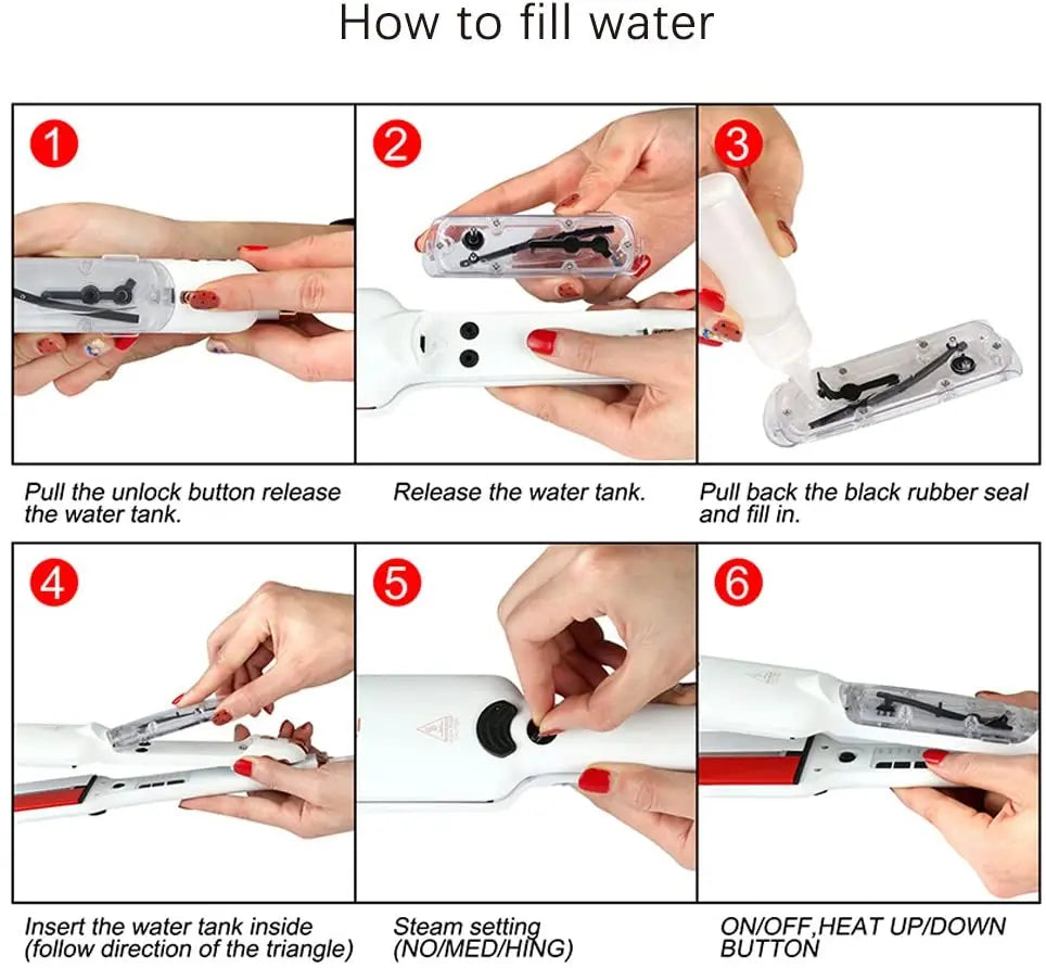 RUCHA Infrared Steam Hair Straightener 2-inch Ceramic Tourmaline Flat Iron