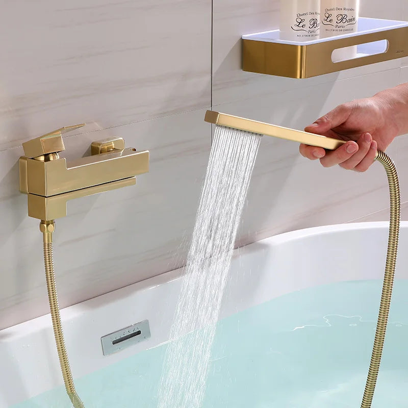 Wall Mount Bathtub Shower Mixer Faucet Set with Handheld Sprayer