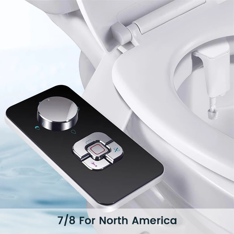 Ultra-Thin Non-Electric Bidet Toilet Seat Attachment with Dual Nozzles
