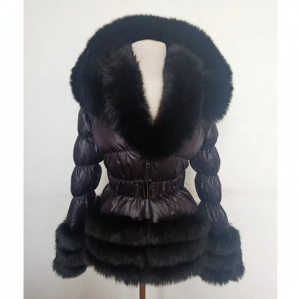 Women's Thick Warm Hooded Faux Fur Coat Y333