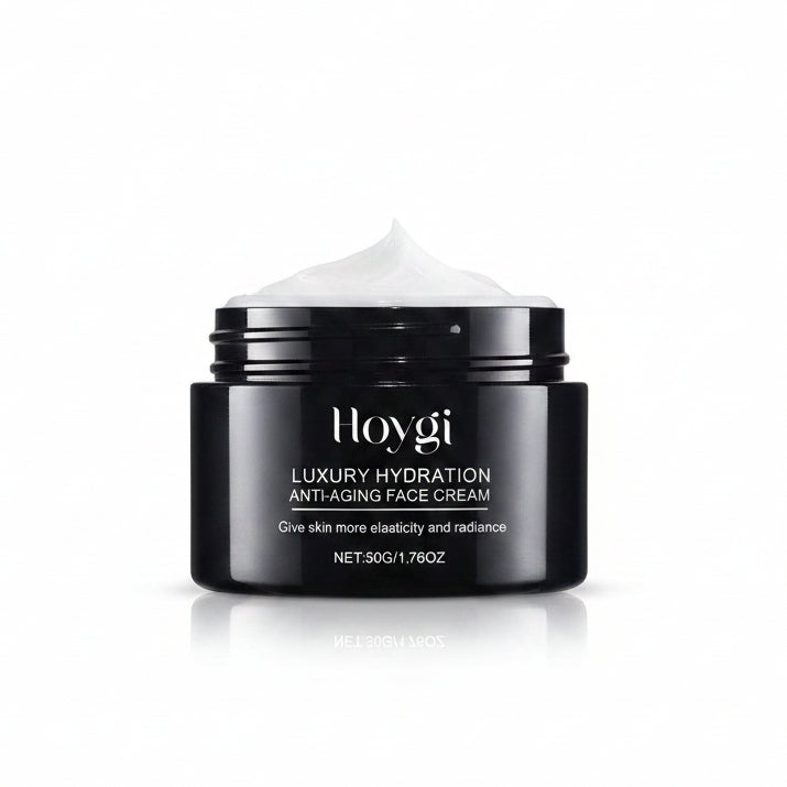 Lloygi luxury hydration anti-aging face cream with packaging on a white background