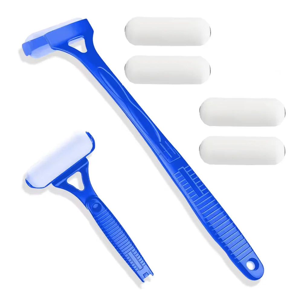 Foldable Long-Handle Lotion Applicator With Replacement Heads