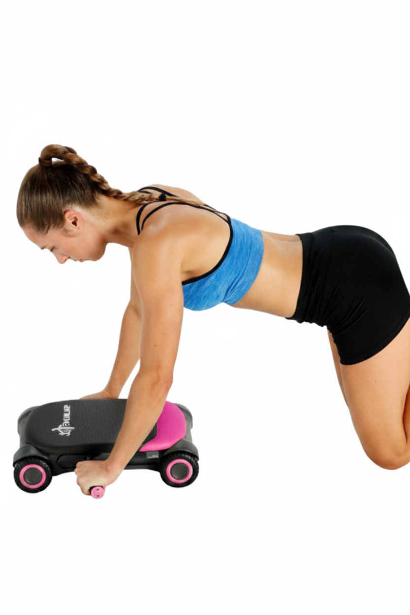 Woman using a stability board with text about preventing sports injuries