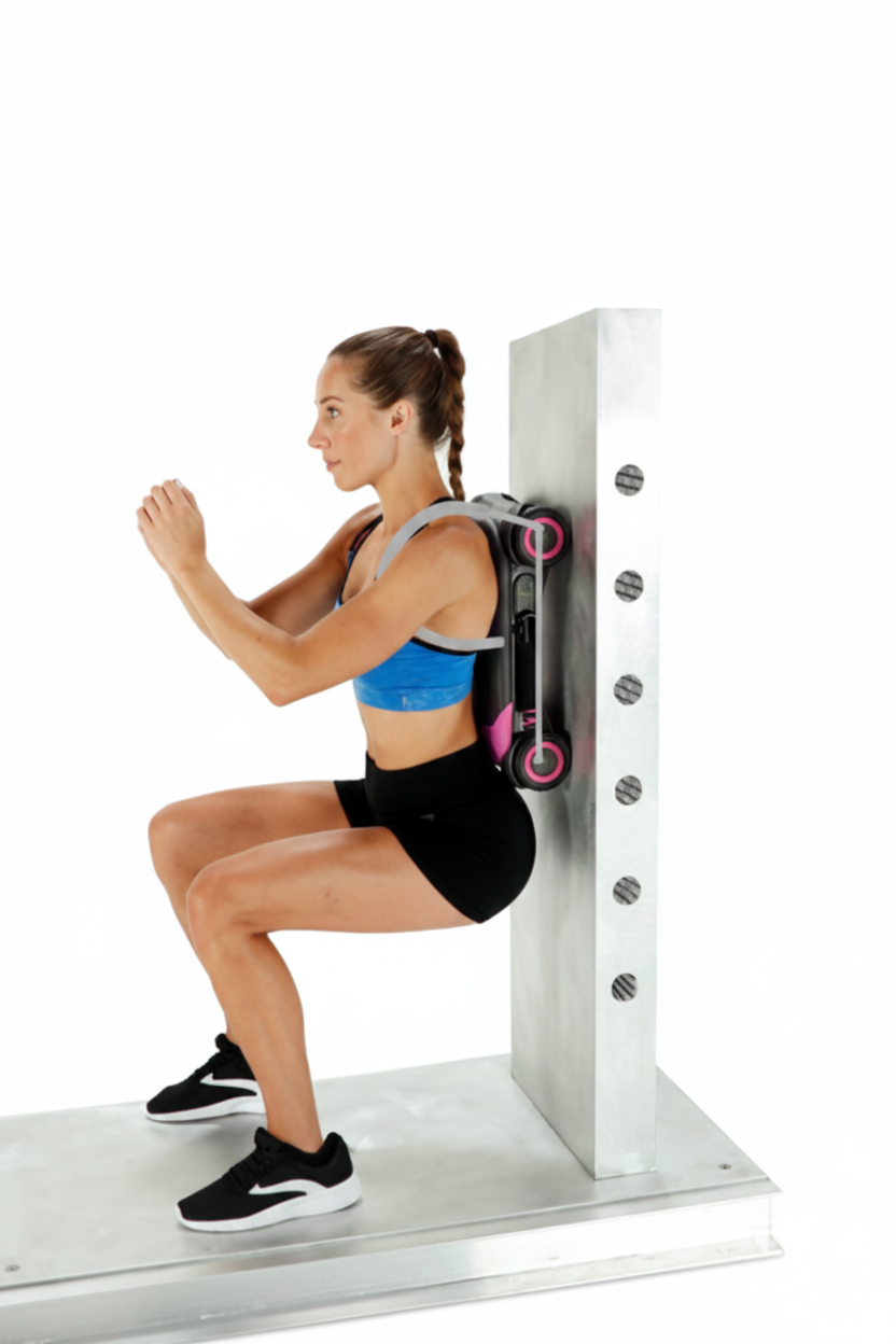 Woman using a fitness machine with text on muscle shaping benefits