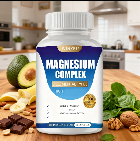 MAGNESIUM COMPLEX Wellness Capsules With Malate & Glycinate And 8 ELEMENTAL MAGNESIUM, Supports Health 90 Capsules, Dietary Supplement.