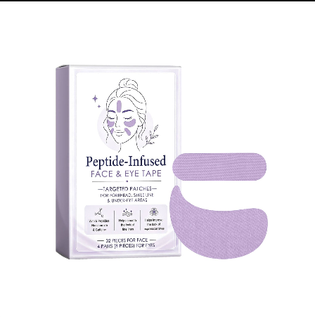 Peptide-Infused Face & Eye Tape | Overnight Smoothing Beauty Patches for Forehead, Smile Lines & Under-Eye Care