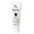 A white squeeze tube of Nigrifix Cream showcasing key exfoliating ingredients and benefits for all skin types.