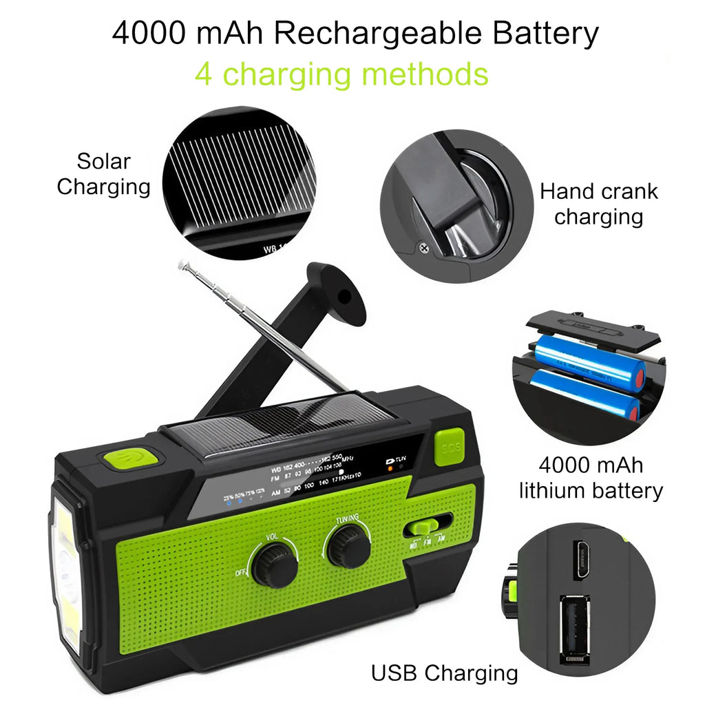 Portable Solar Hand Crank AM/FM Radio with Flashlight