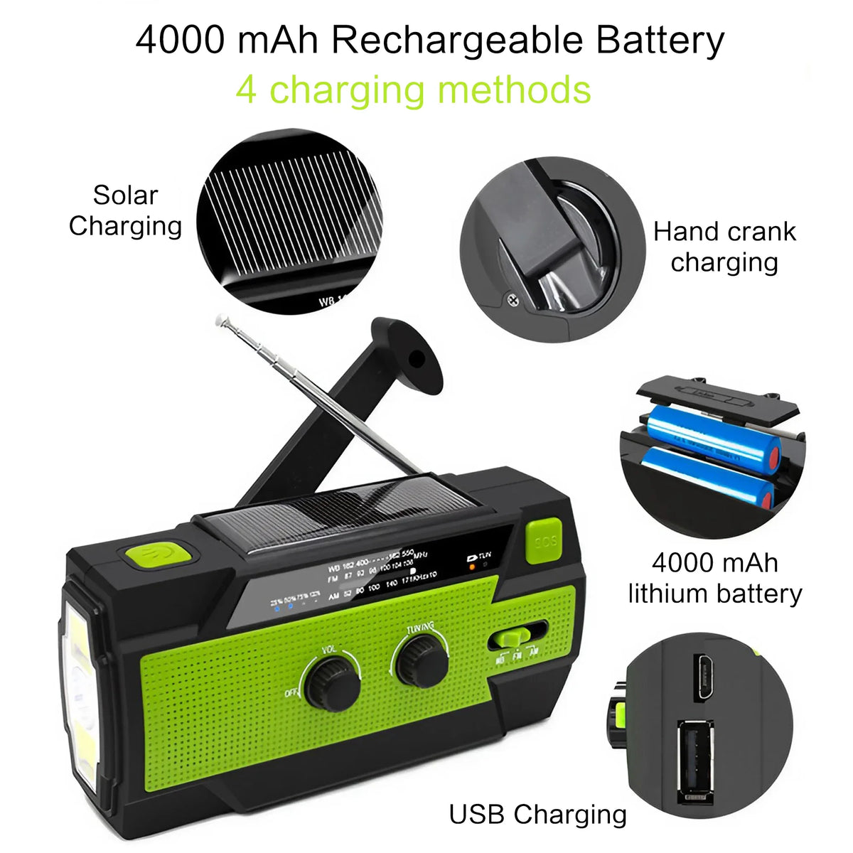 Portable Solar Hand Crank AM/FM Radio with Flashlight