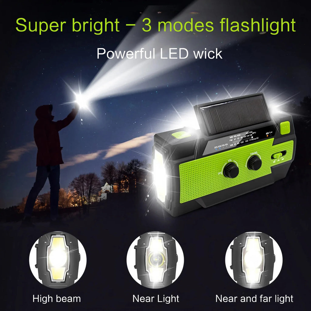 Portable Solar Hand Crank AM/FM Radio with Flashlight