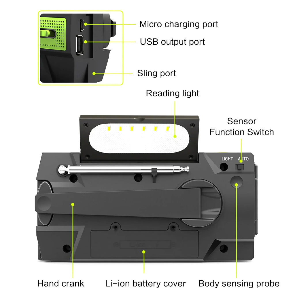 Portable Solar Hand Crank AM/FM Radio with Flashlight