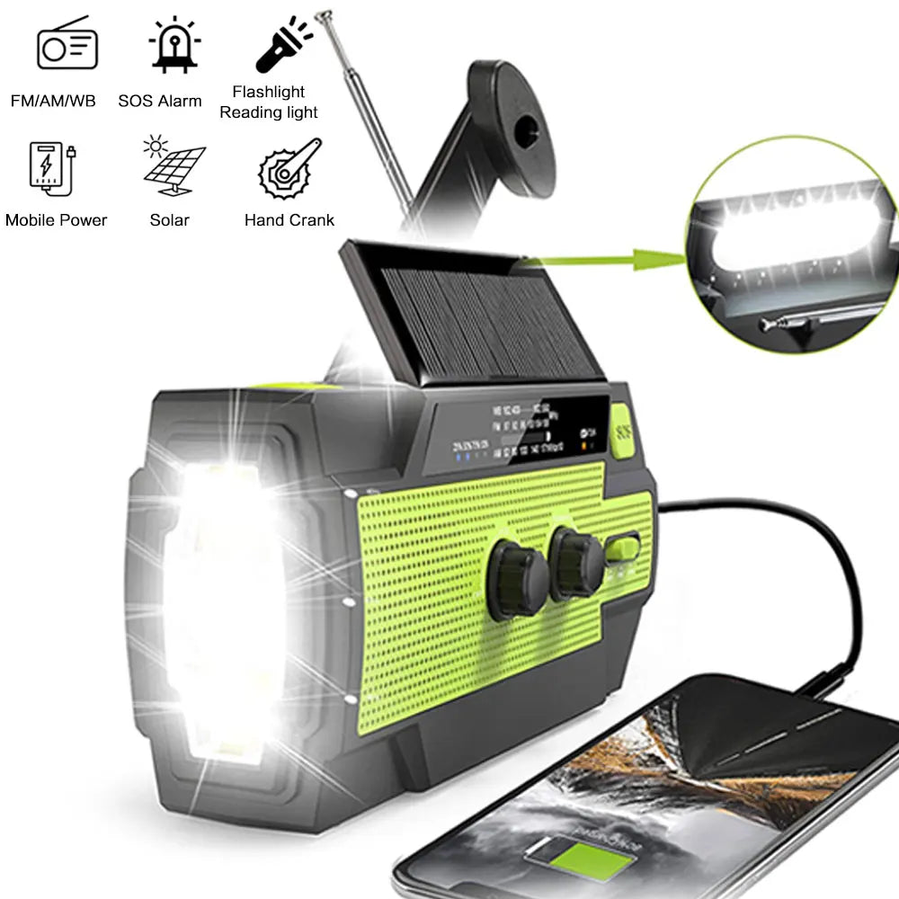 Portable Solar Hand Crank AM/FM Radio with Flashlight