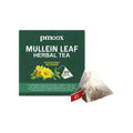Pmoox Mullein Leaf Herbal Tea package with a tea bag on a white background