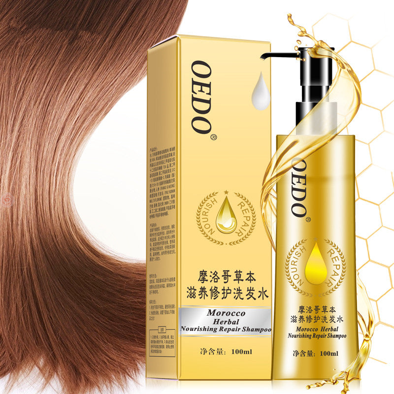 OEDO shampoo bottle and box with honeycomb background