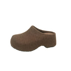 Women's Faux Suede Flat Platform Slip-On Mules