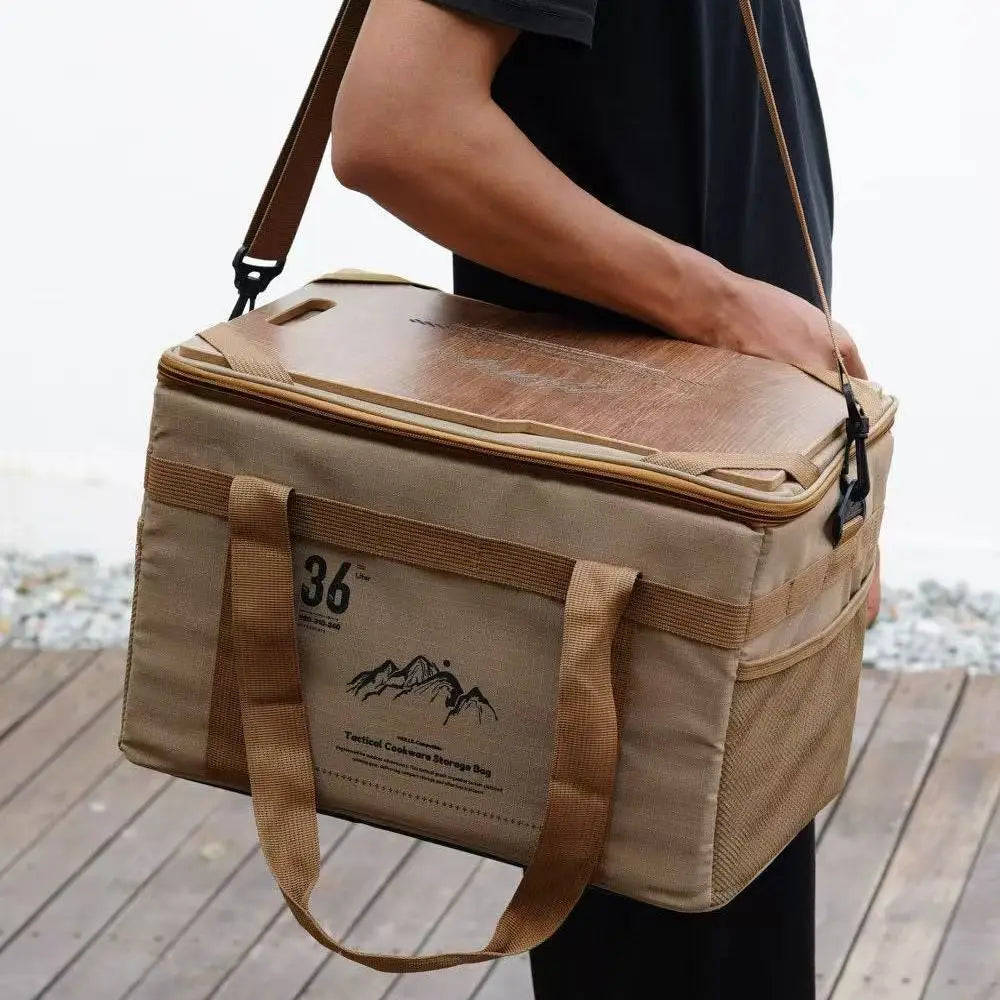 Waterproof Tactical Picnic Bag with Tabletop and 9.5-Gallon Capacity