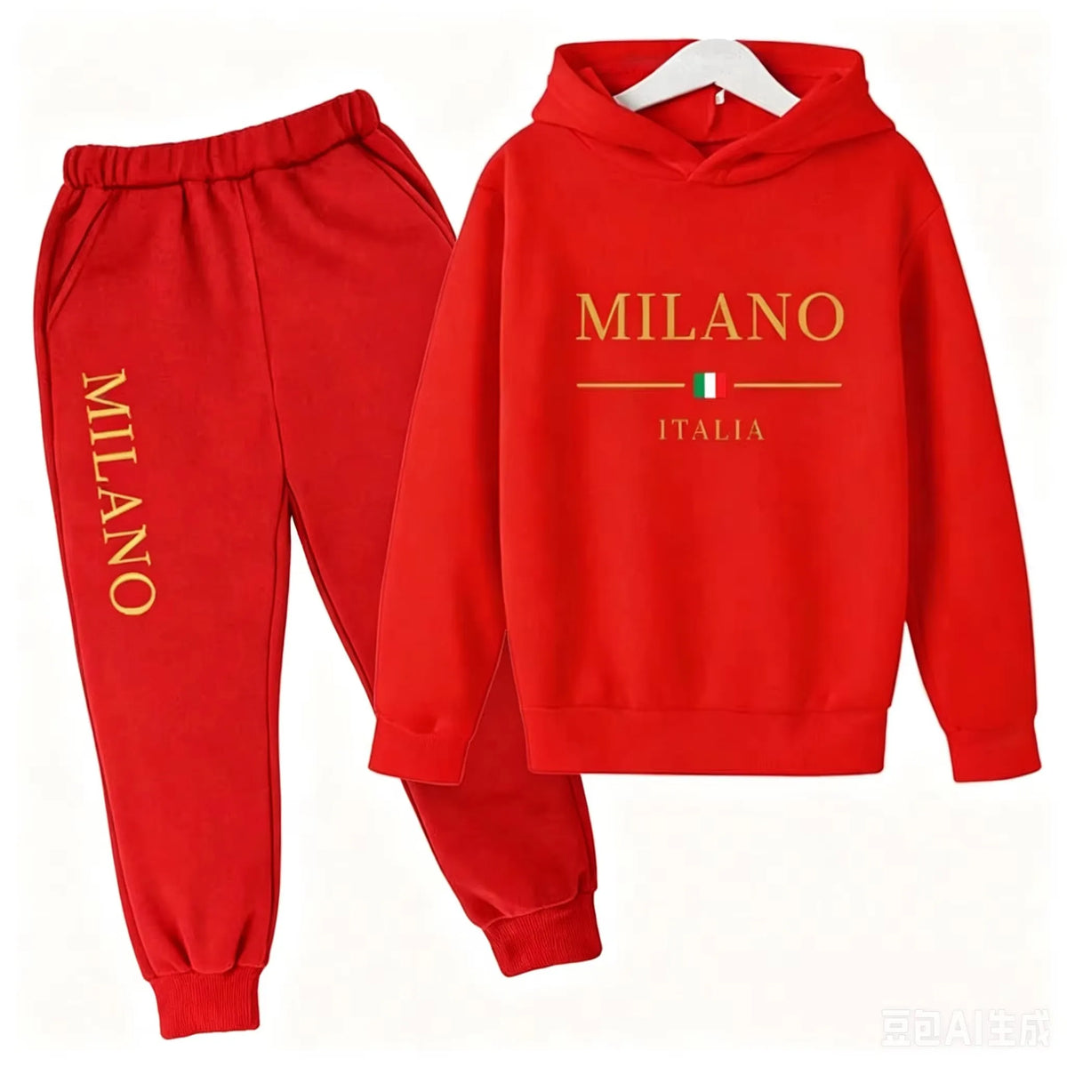 Kids' Letter Printed Hooded Jacket Pants Two-Piece Set