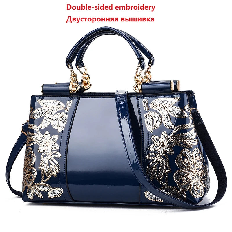 Women's Shiny Patent Leather Shoulder Messenger Bag