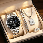 CMK Men's Quartz Watch Set with Bracelet and Necklace