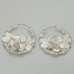 Women's Fashion Flower Imitation Pearl Large Hoop Earrings