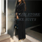 Women's Double Breasted Velvet Blazer Pants Suit