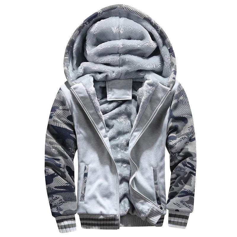 Men's Casual Fleece Zip Hooded Jacket and Pants Set