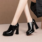 Women's Platform Round Toe Thick High Heel Pumps
