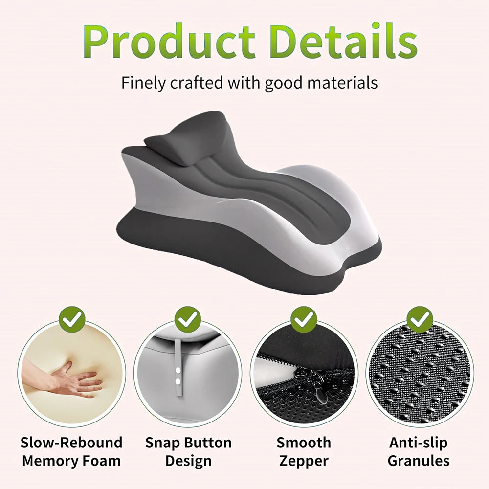 Multifunctional Memory Foam Prone Reading Pillow with Removable Headrest