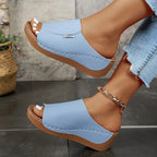 Women's Platform Wedge Slide Sandals Open Toe Summer Beach Shoes