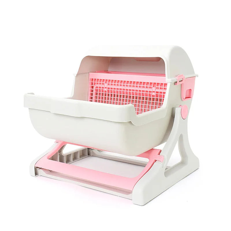 Semi-Automatic Self-Cleaning Cat Litter Box and Toilet Pan