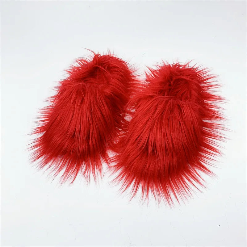 Women's Faux Fur Plush Warm Flat Slippers