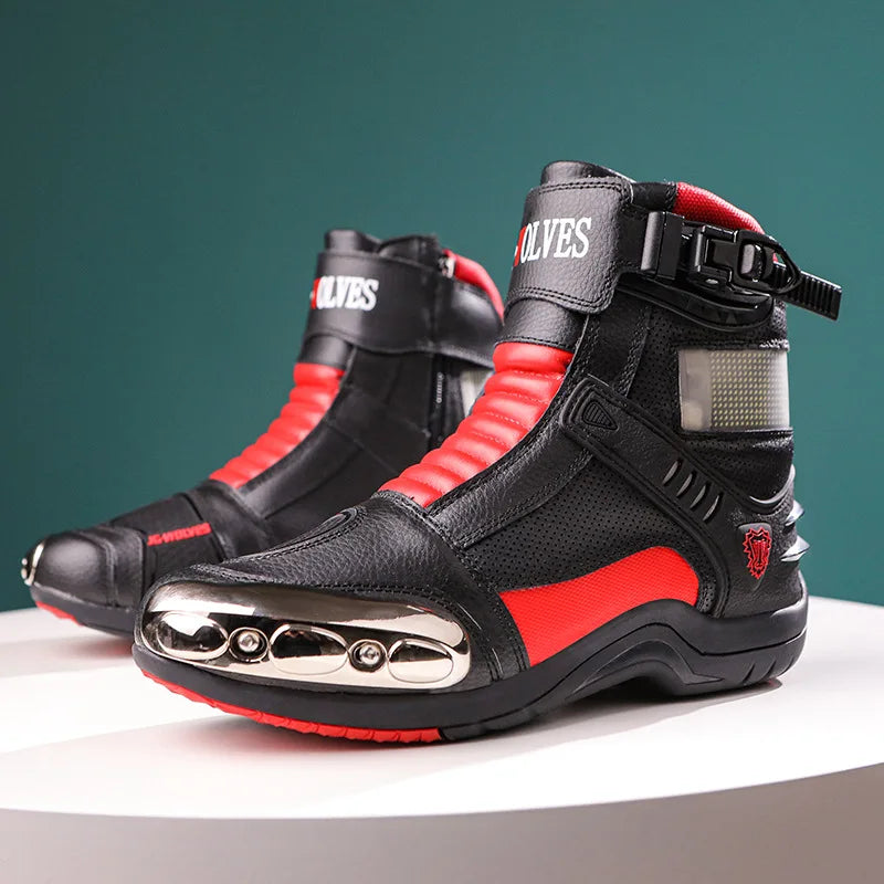 Unisex High Top LED Illuminated Motorcycle Riding Boots