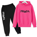 Kids' Pattern Hooded Sweatshirt Pants Two-Piece Set