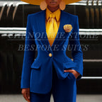Women's Velvet Notch Lapel Slim Fit 2 Piece Pants Suit