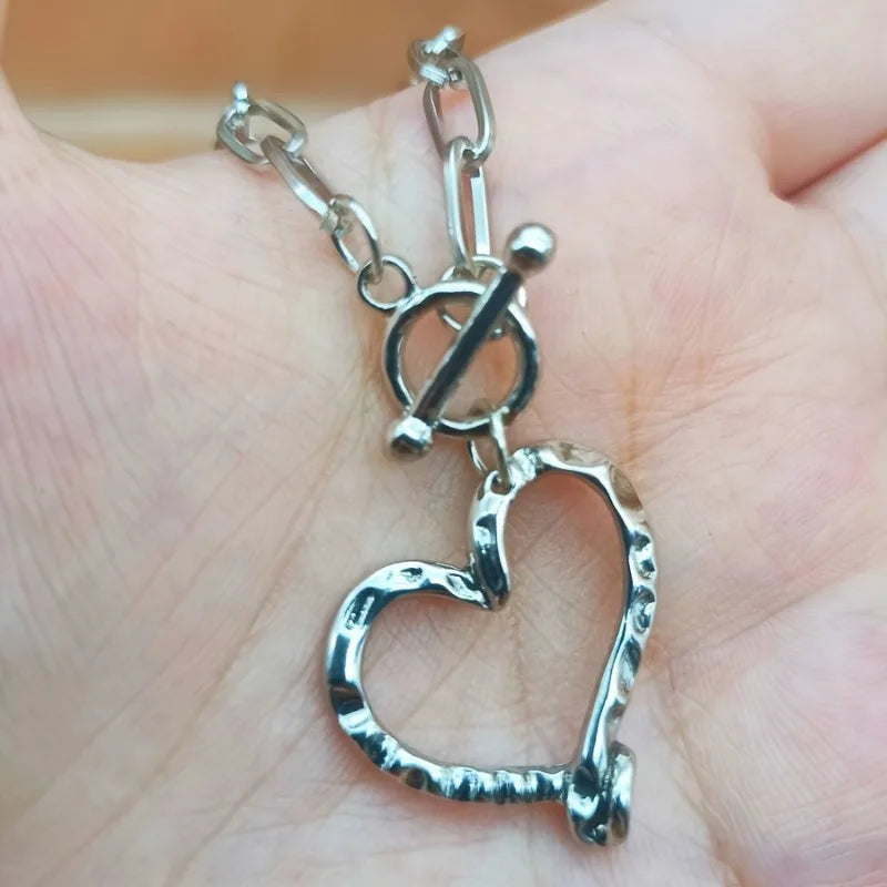 Women's Fashion Punk Big Love Heart Pendant Choker Necklace