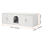 Double Room Wooden Cat Litter Box Enclosure and Hidden Cabinet