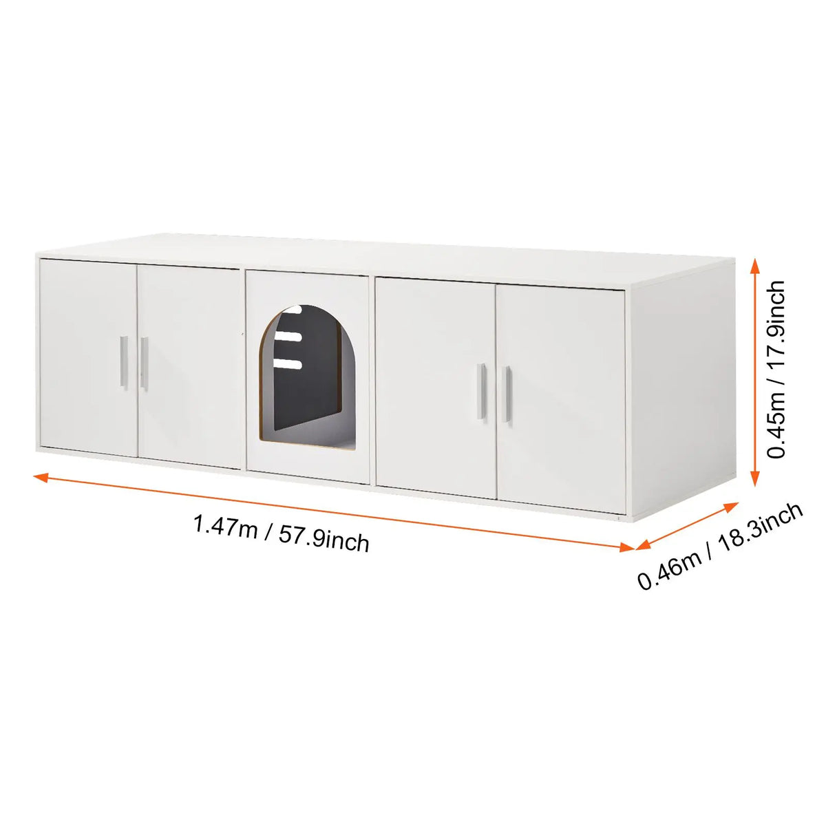 Double Room Wooden Cat Litter Box Enclosure and Hidden Cabinet