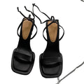 Women's Square Toe Lace Up High Heel Sandals