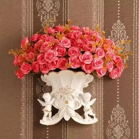 European Resin Angel Wall Vase and Planter Mural Ornament