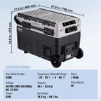 Portable Car Refrigerator and Dual Zone Freezer Cooler with Wheels