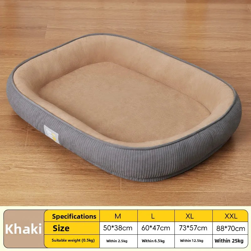 All-Season Dog Bed Washable Cushion with Raised Edges for Cats and Small Dogs